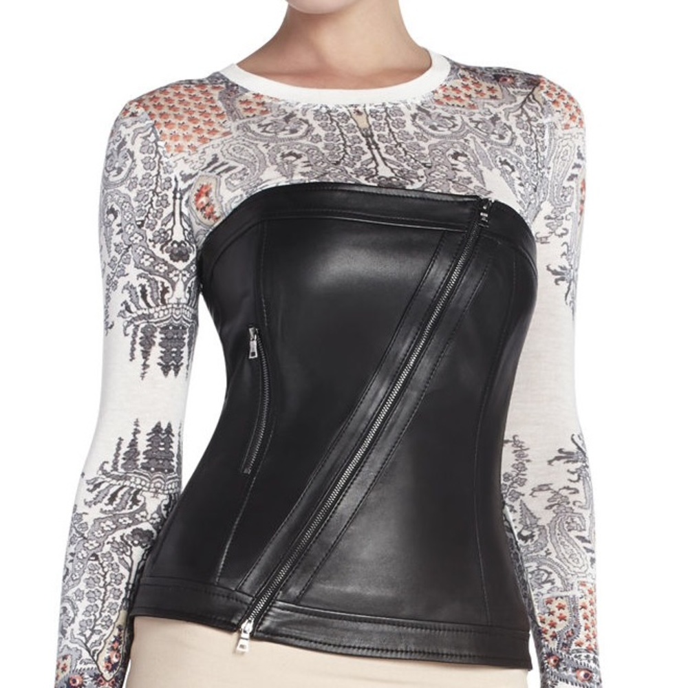 BCBG MAXAZRIA LAMB LEATHER CORSET